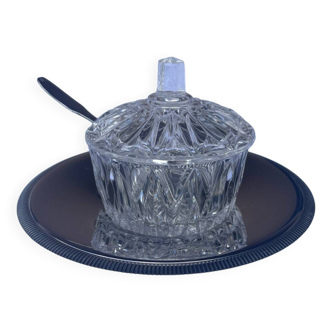 Crystal sugar bowl and its stainless steel cup