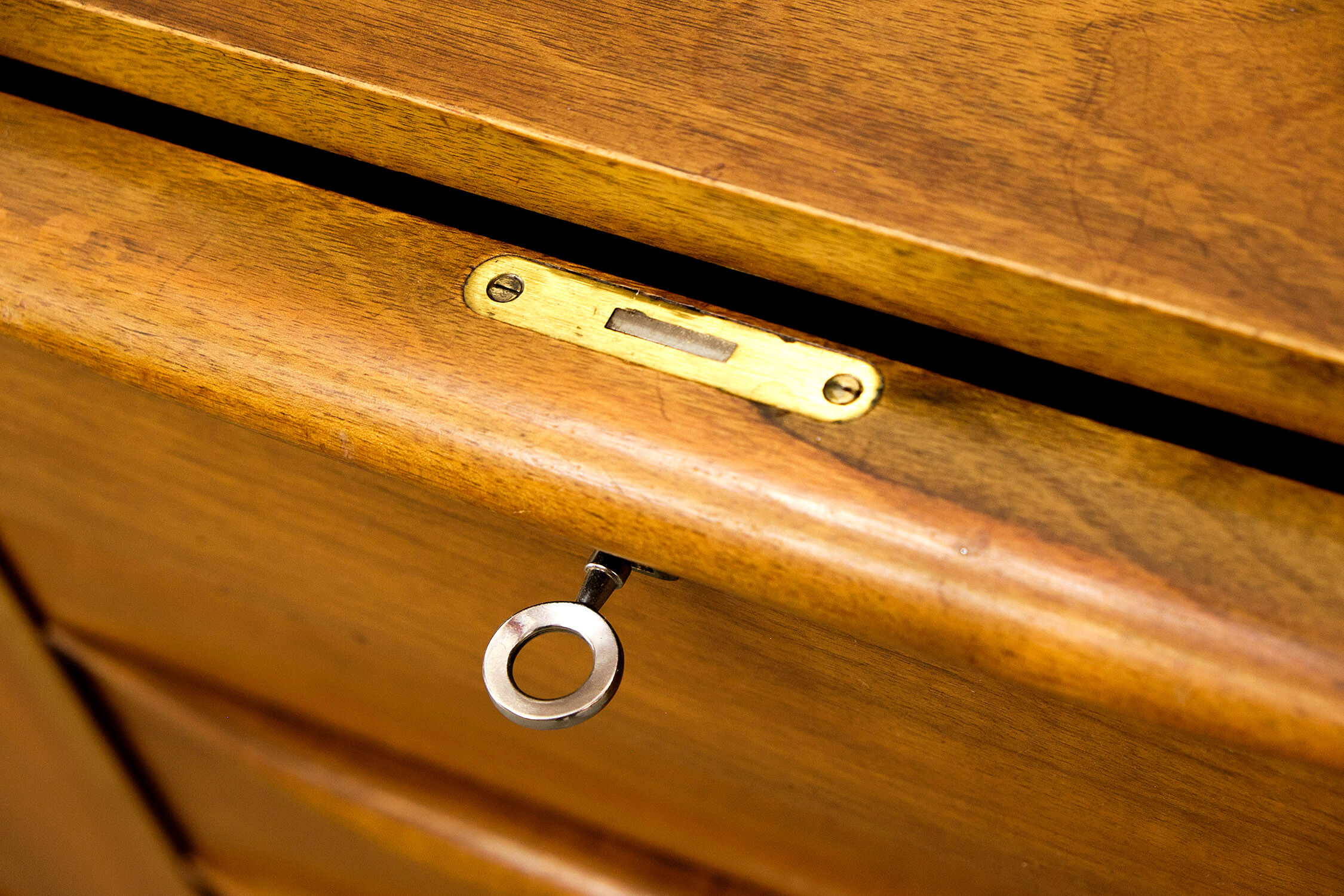 Midcentury Walnut Sideboard with sliding doors and drawers, 1950s