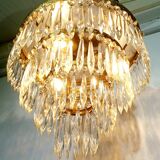 3-light bronze crystal ceiling light
