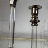 80s silver metal acrylic candle holders