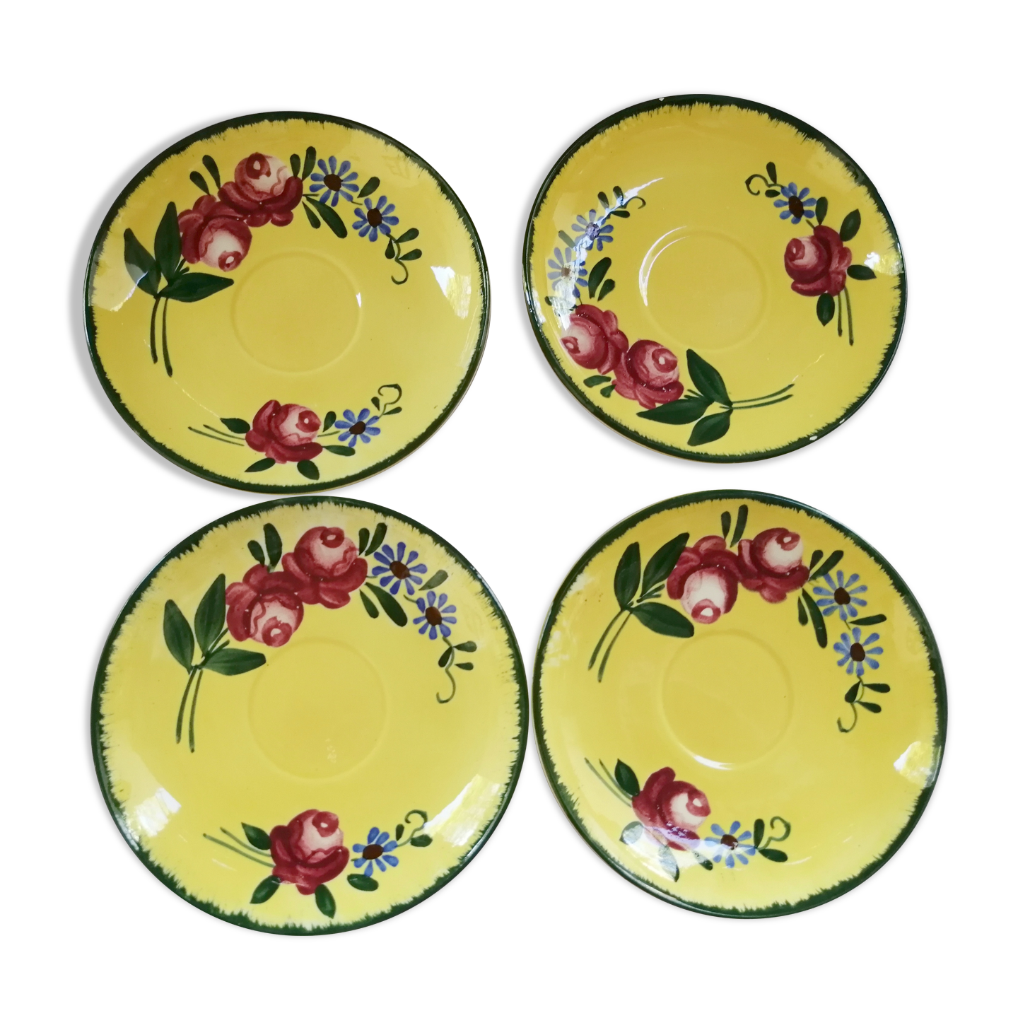 Saucers Sarreguemines France yellow