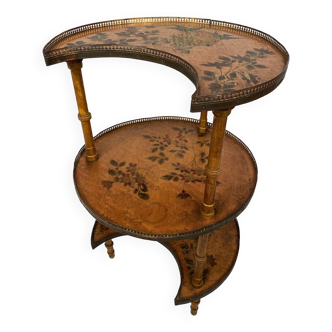 Pedestal table with three trays surrounded by an openwork brass gallery, late 19th century