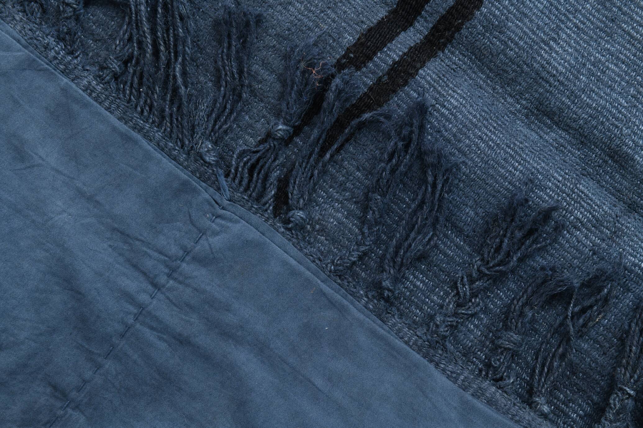 Blue & Black Striped Kilim Rug, 163x237Cm