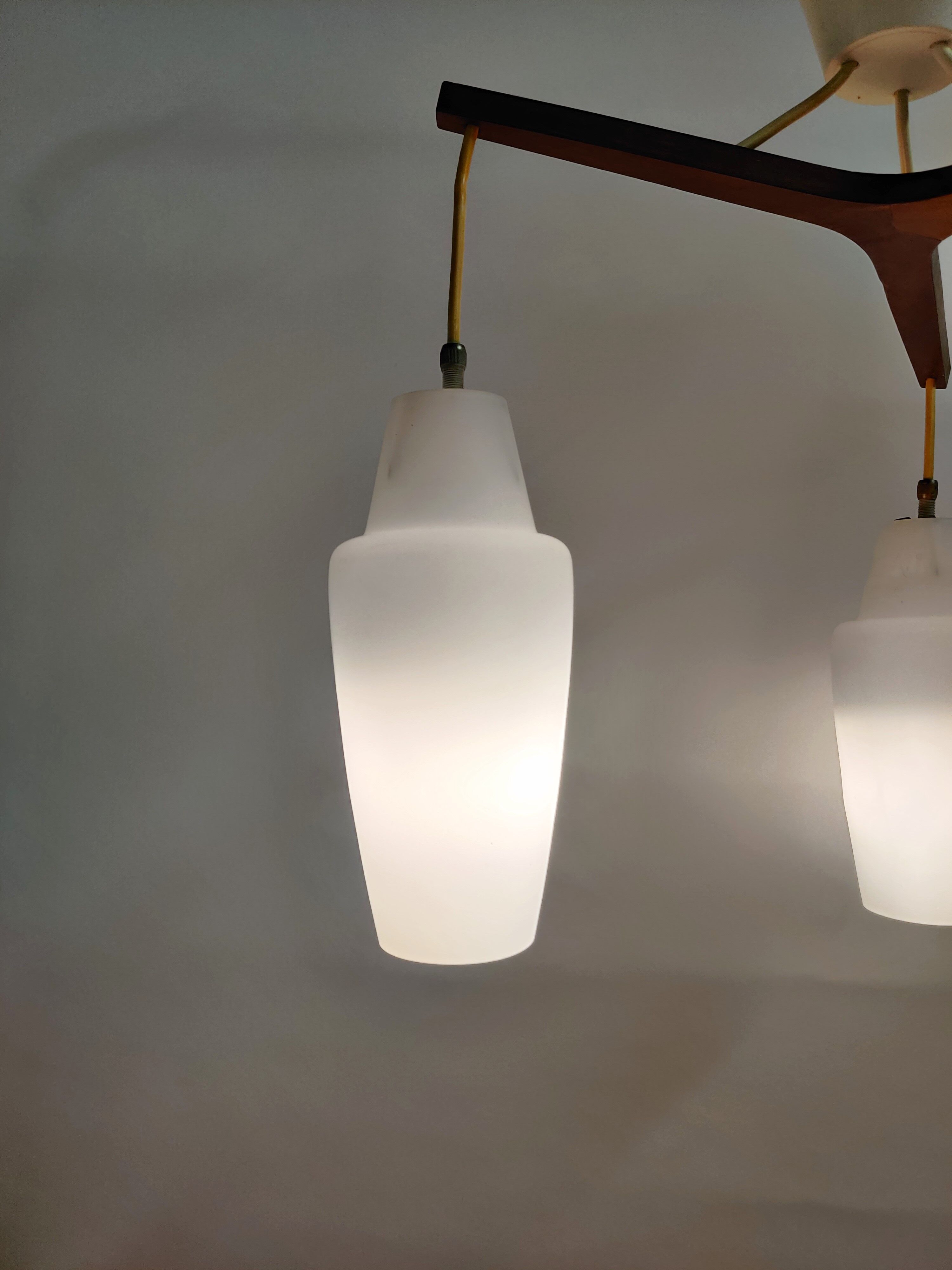 Vintage scandinavian teak chandelier, 1960s