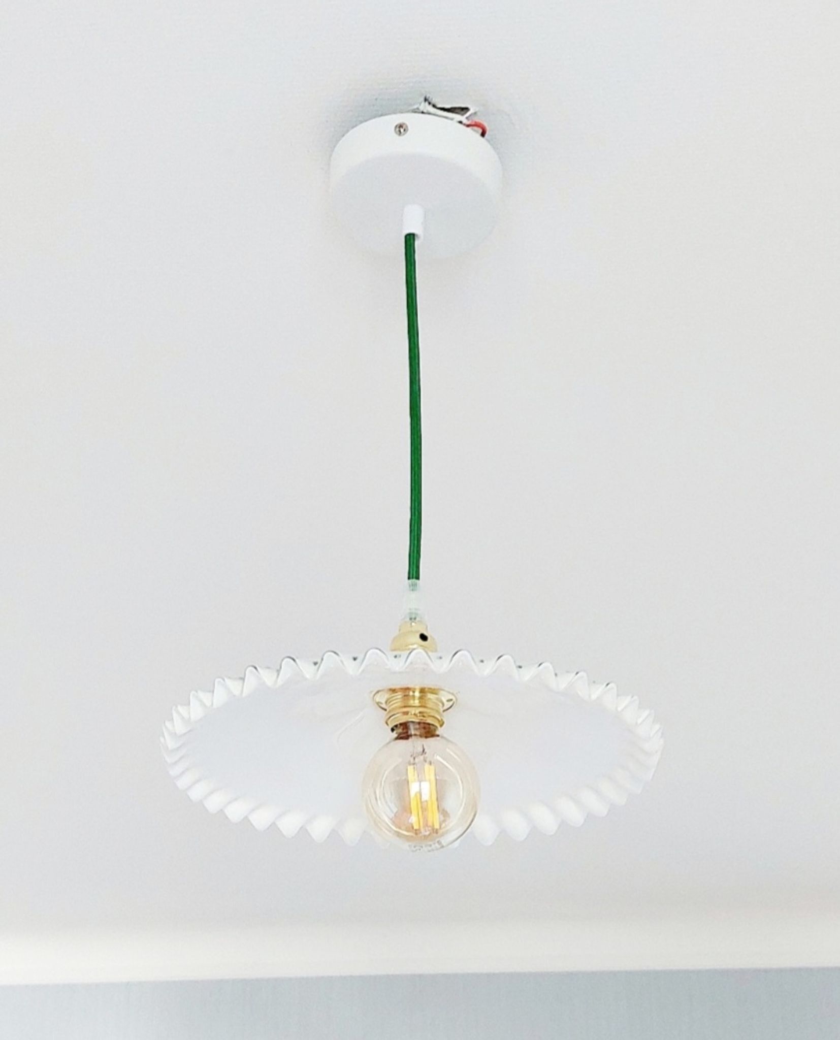 Vintage white opaline pendant lamp