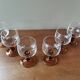 Set of 6 vintage stemmed glasses, amber base
