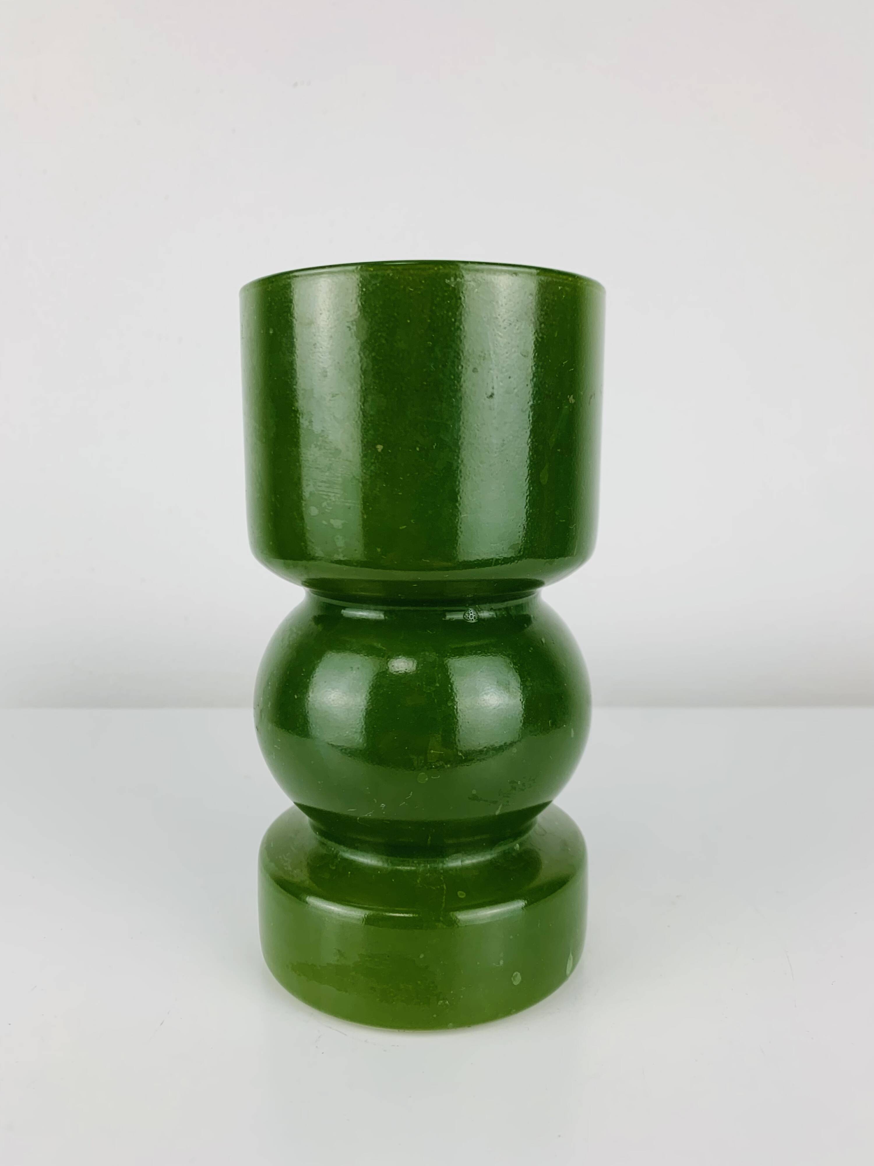 Green glass vase in Scandinavian style