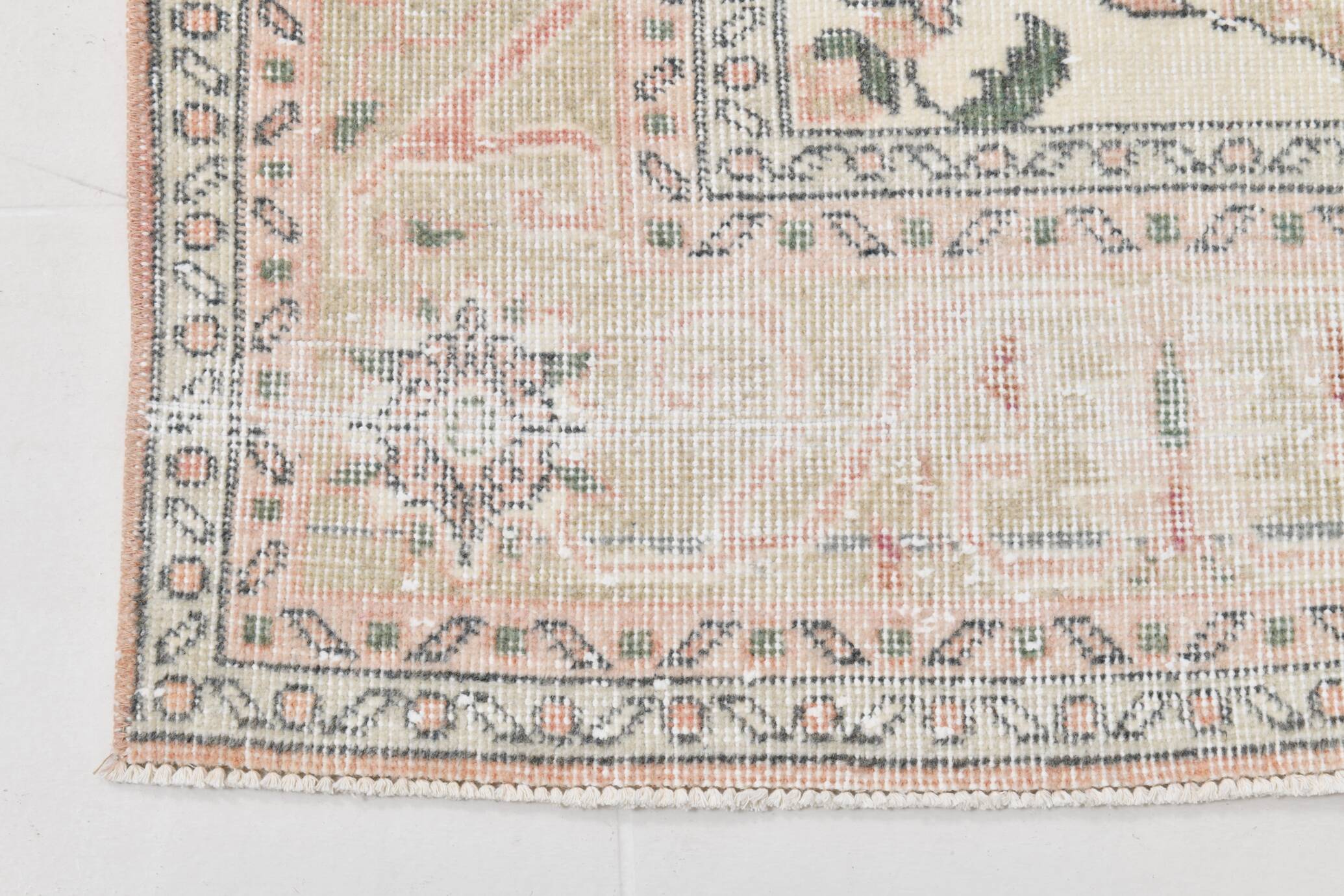 Pale Red & Pink Turkish Vintage Rug, Large Handmade Wool Rug, 216x335Cm