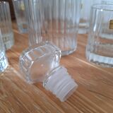 Ribbed whiskey glasses and decanter