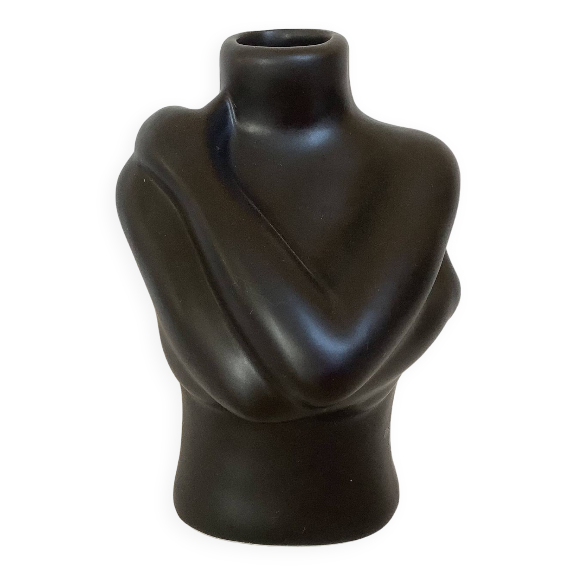 Single flower vase bust black glaze