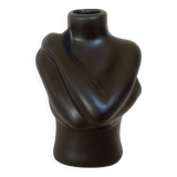 Vase soliflore buste glaçure noire