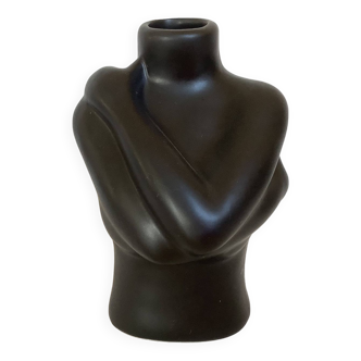 Black glaze bust soliflore vase