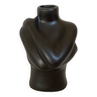 Vase soliflore buste glaçure noire