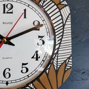 Vintage silent wall clock pendulum 60s "Silvoz black and white"