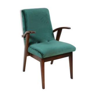 Fauteuil en velours vert d’années 1970