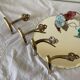 4 antique brass coat hooks towel holders