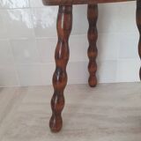 Turned wooden stool / tripod with round seat