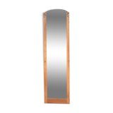 Art Deco mirror on a carved arched base, renovated in raw oak, 186cm