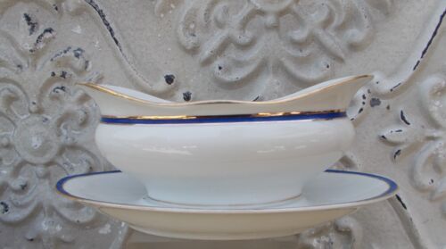 1 antique porcelain sausage Limoges blue and gold nets