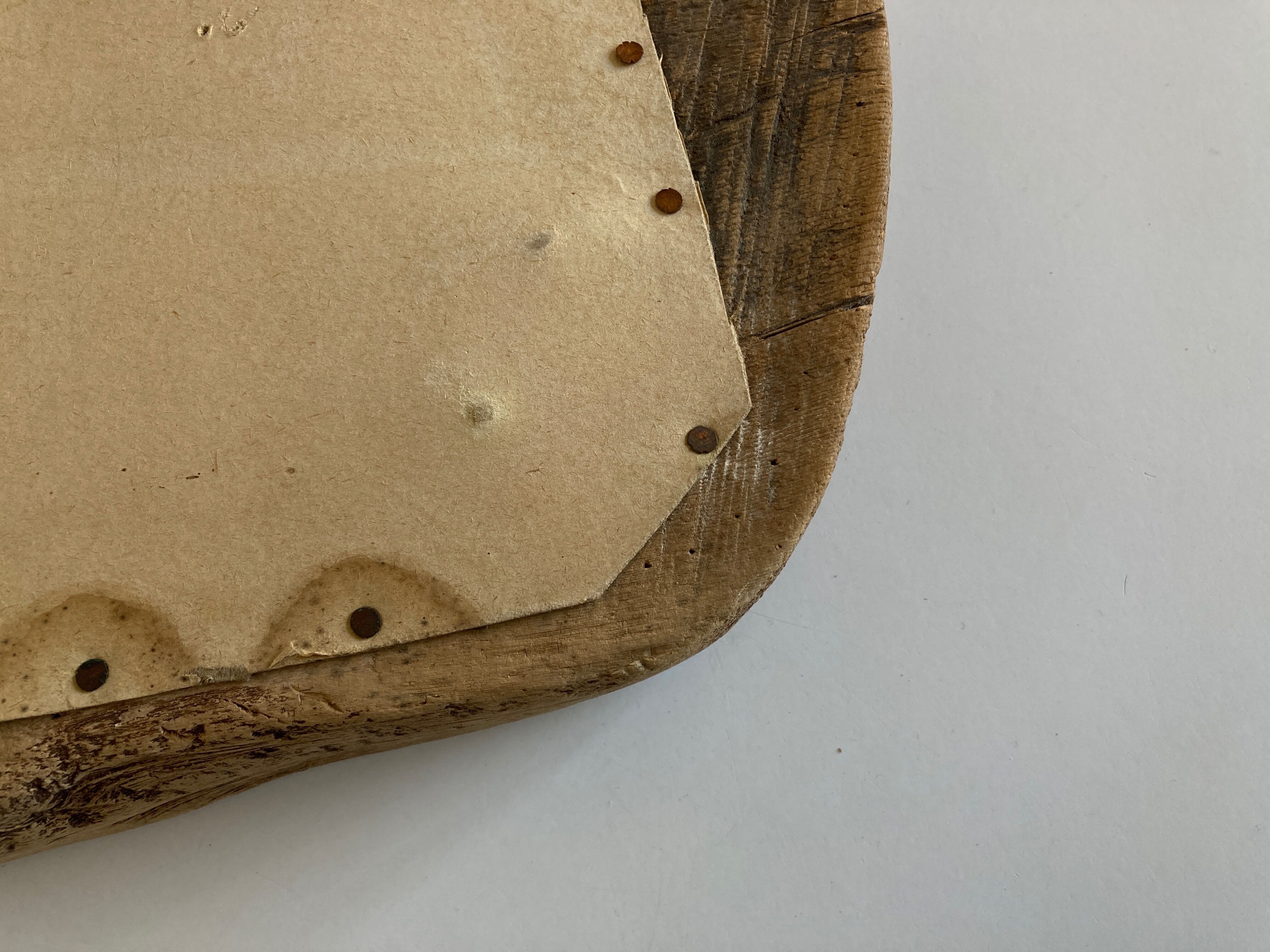 Mirror cubist shape in raw wood Formentera 1970