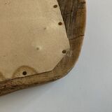 Mirror cubist shape in raw wood Formentera 1970