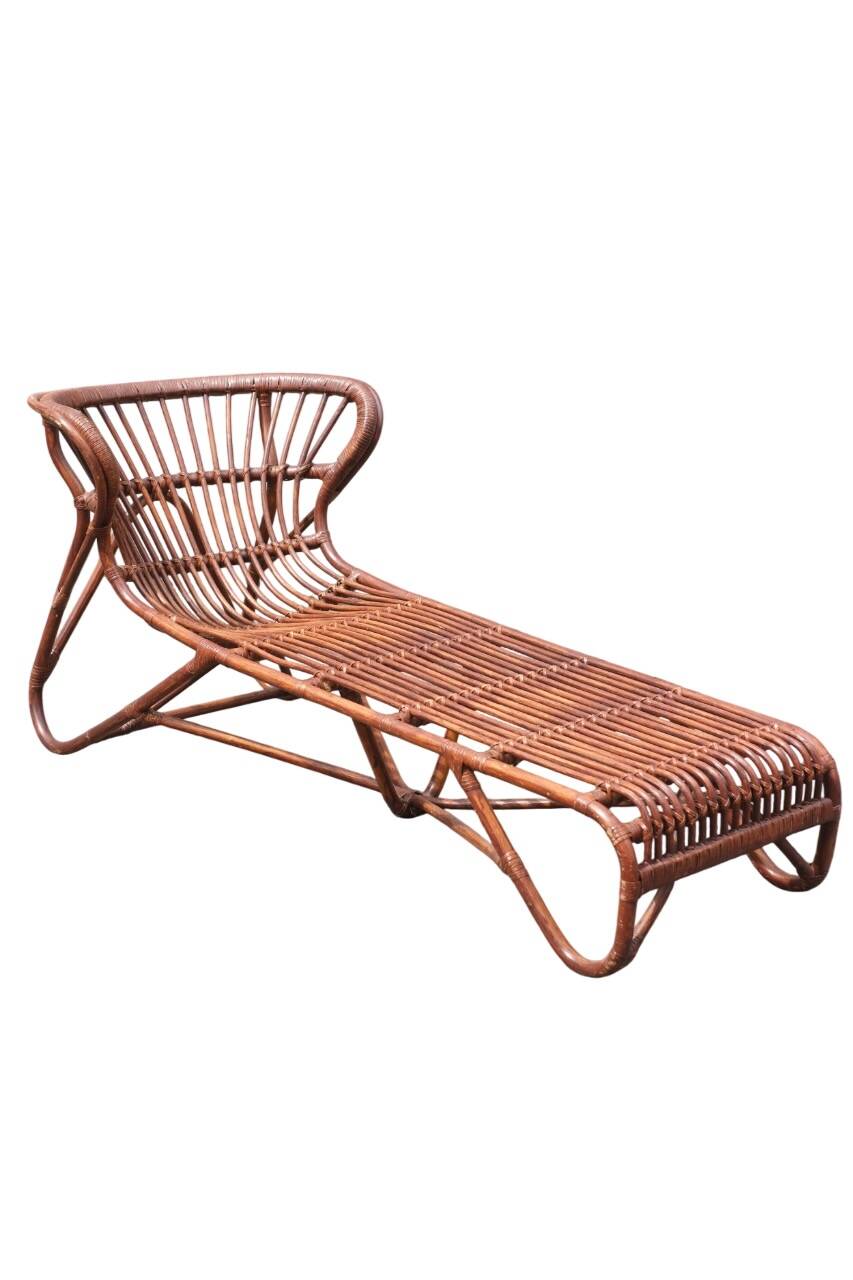 vintage rattan chaise longue 1970 Viggo Boesen