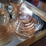 Set of 6 Gondolo cups and saucers in iridescent amber glass – design