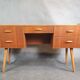 Vintage teak desk with 5 drawers, Restored, Norway 1960