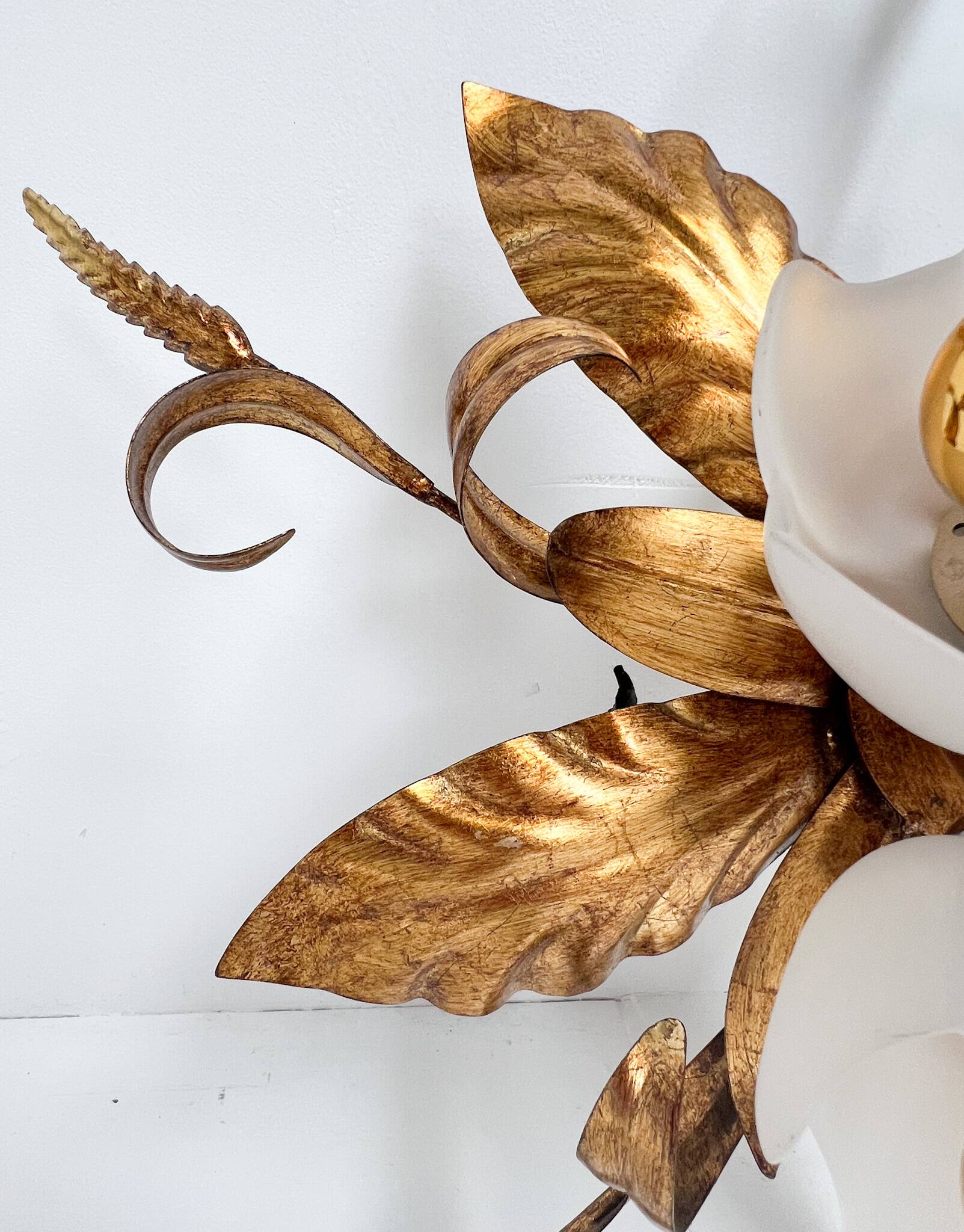 Gold plated XL ceiling lamp or wall lamp from Italy, 1970s