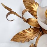 Gold plated XL ceiling lamp or wall lamp from Italy, 1970s