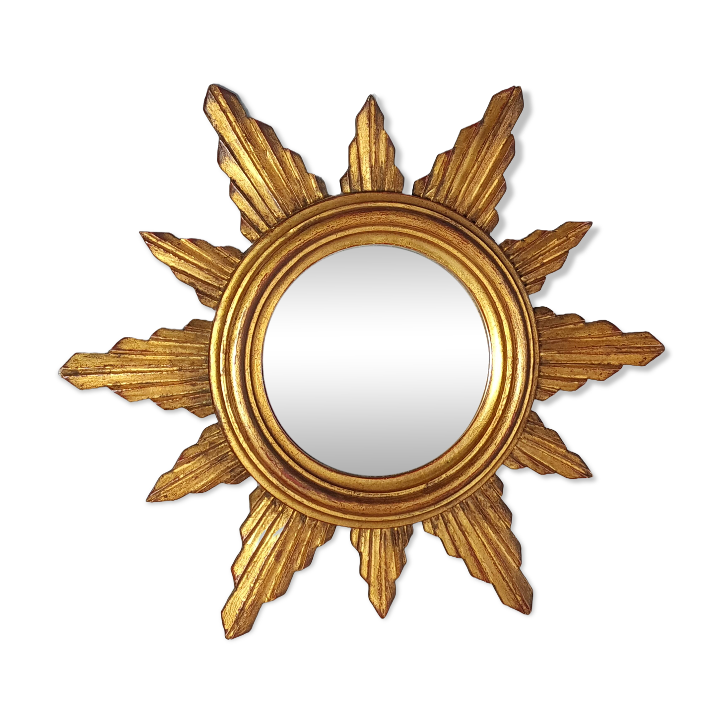 Miroir soleil bois doré Vintage 50s Bel état, 40 cm C167