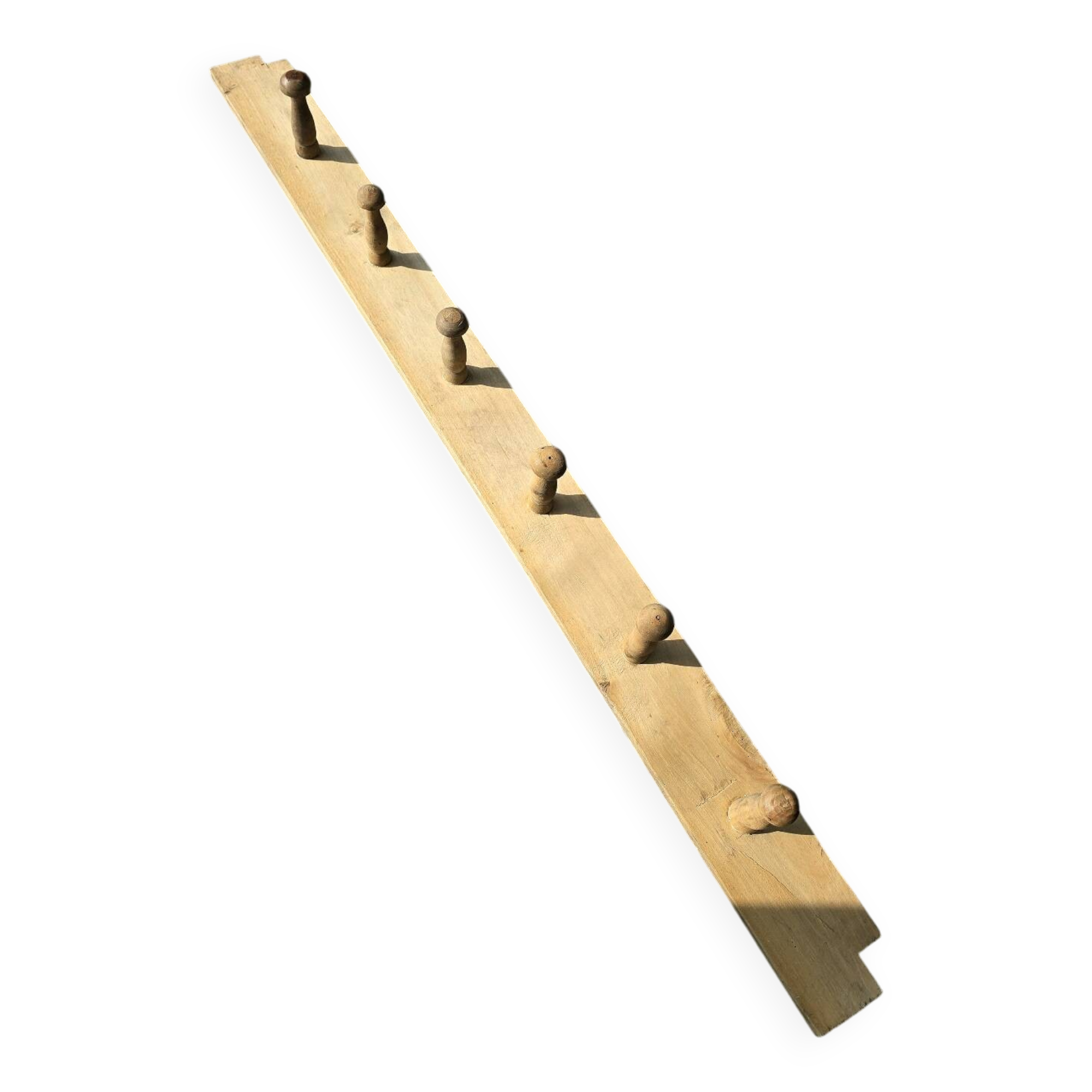 Antique wooden coat rack with 6 hooks