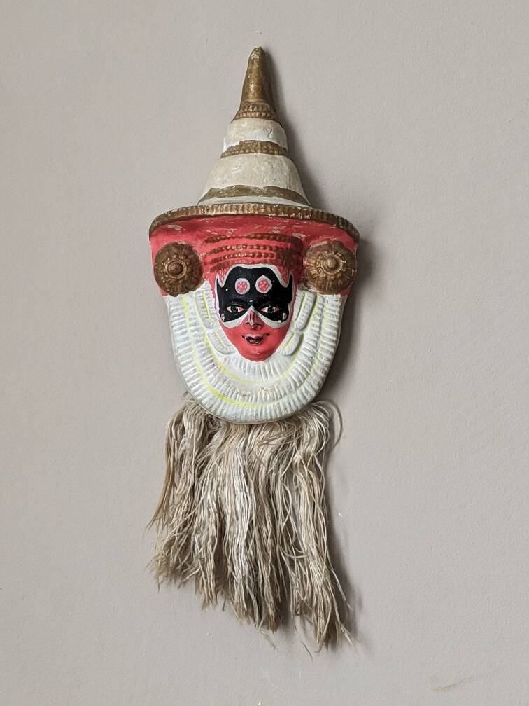 Tibetan papier-mâché mask, handmade, wall decoration