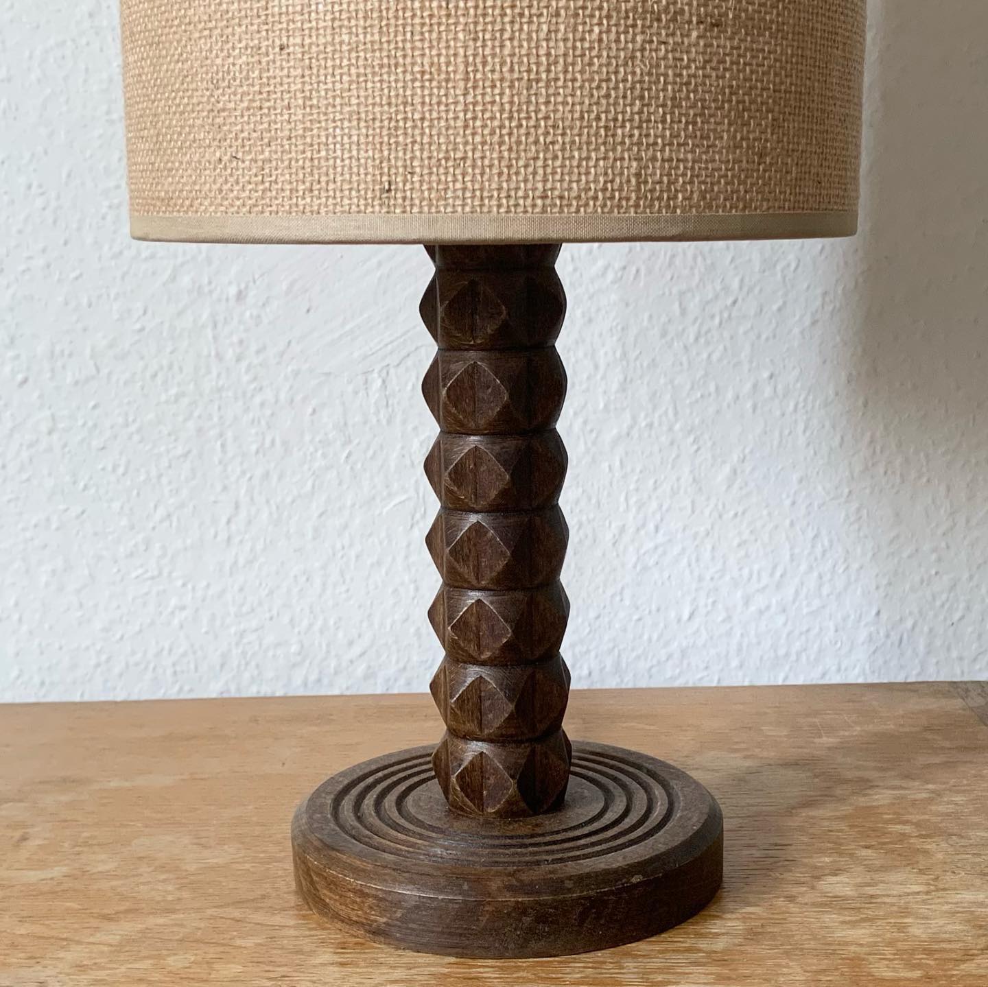 Wooden table lamp, France 1940s