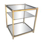 Table d’appoint doré et verre fumée