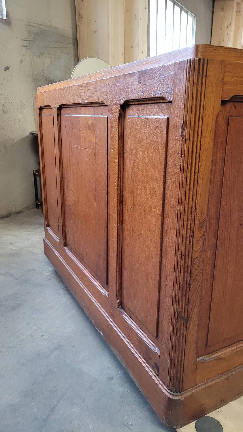 Shop counter display cabinet with old drawers, 1900s