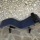 Cassina LC4 chaise longue by Le Corbusier, Pierre Jeanneret & Charlotte Perriand in blue leather.