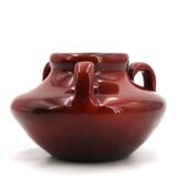 Blood red ceramic handled vase by Max Idlas, 1960s.