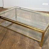 Modernist coffee table in brass and glass tops by Guy Lefèvre for Maison Jansen.