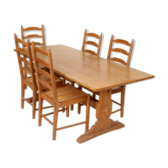 5 vintage Ercol chairs dining table