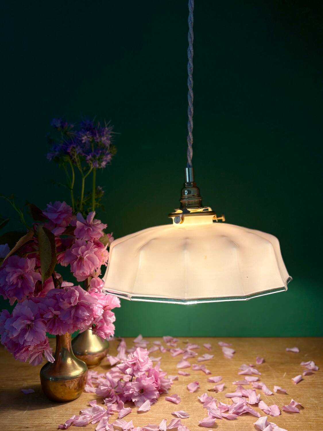 Vintage pink opaline pendant light