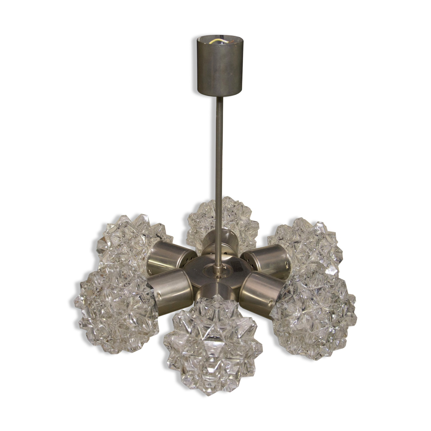 Suspension with six glass Lampshade cut, 60 years