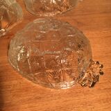 Service à dessert en verre - forme ananas - six pièces (un saladier et cinq coupelles)