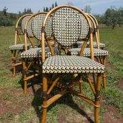 Set of 6 chairs bistro terrace "Parisian" rattan and brown braiding