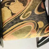 Set of 4 Baumann chairs in 1980 fabric with black wooden base