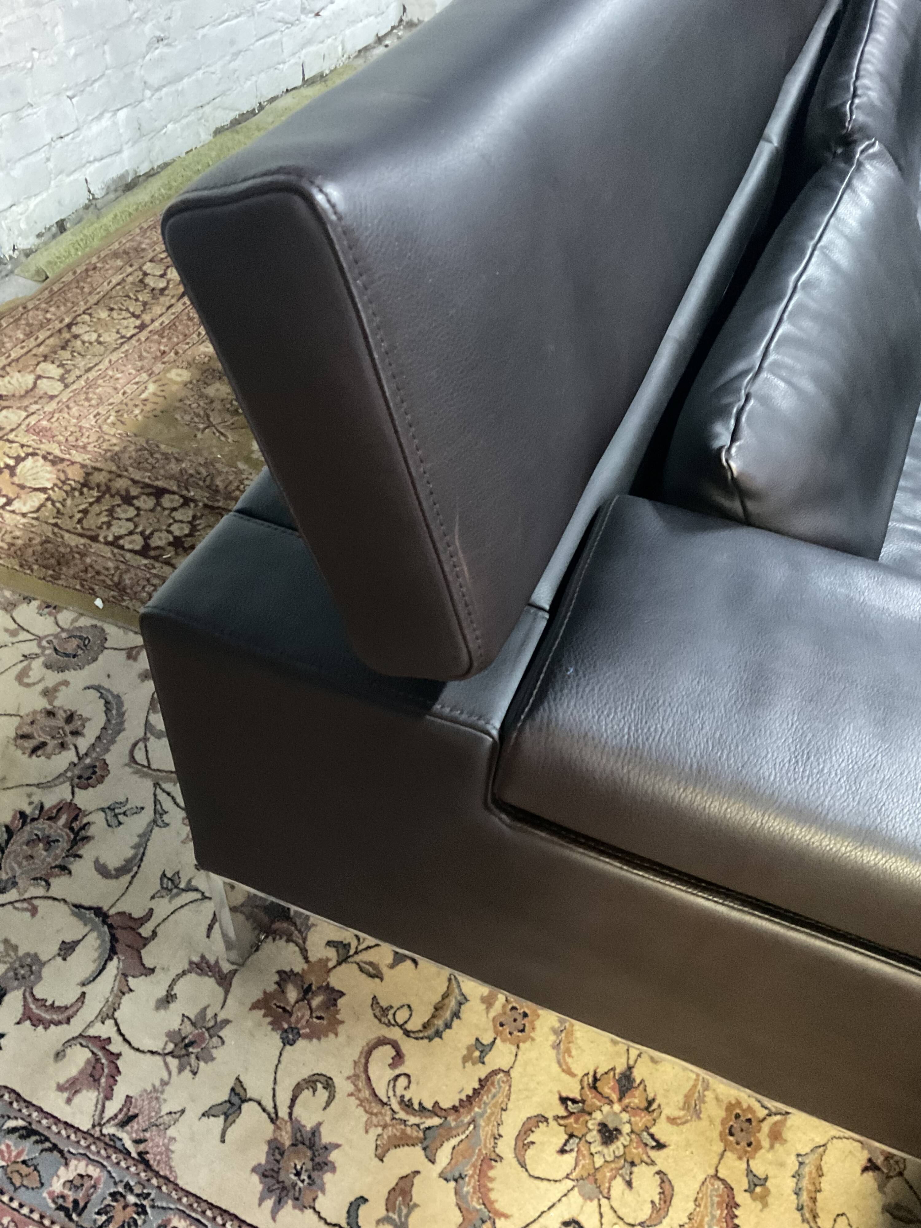 Jori designer sofa in brown leather 3 seats