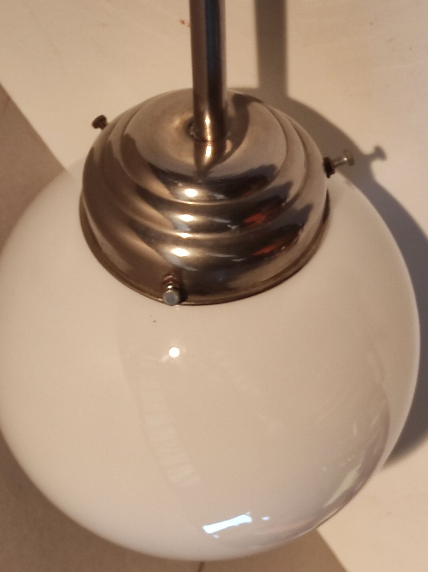 Art deco ball opaline white type brewery lamp