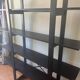 Large vintage bookshelf in solid black wood, Scandinavian style.