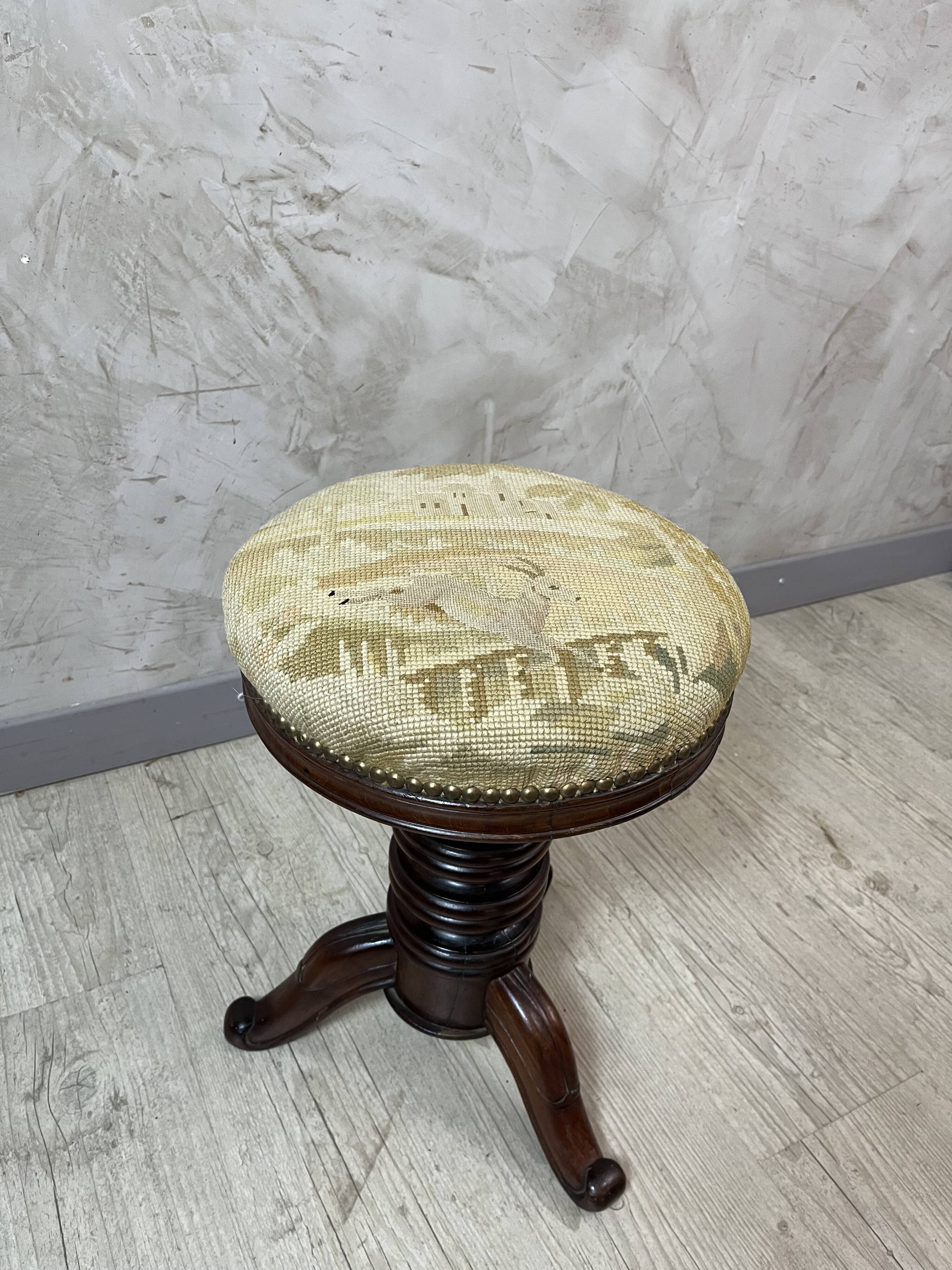 Walnut piano stool