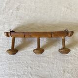 Antique wall coat rack, 3 hooks